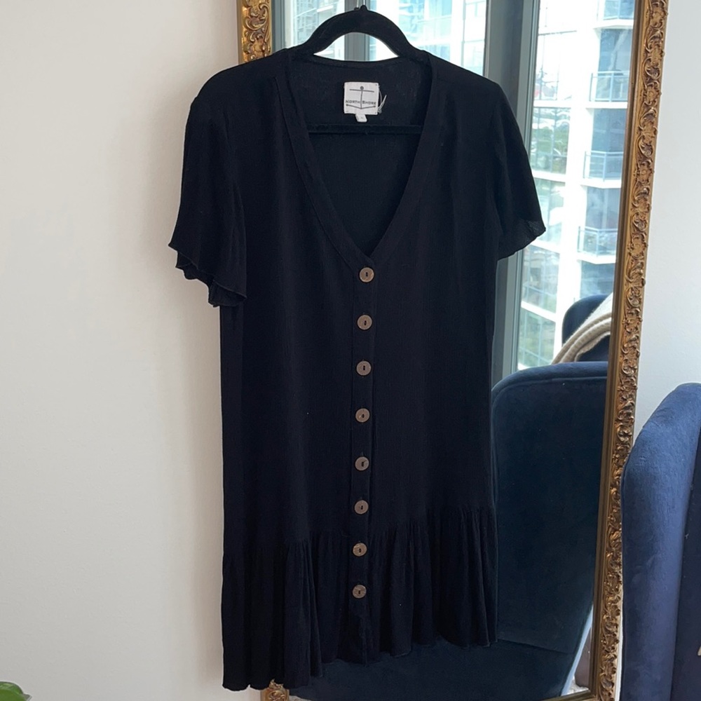 Black button down T-shirt dress size LG